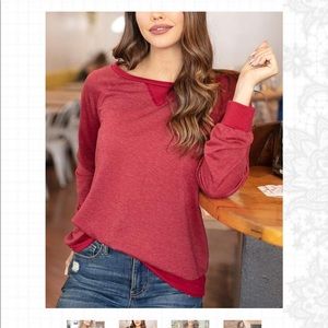 NWT!! Grace & Lace Slouch Pullover- Heathered Ruby